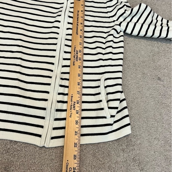 Talbots cream and black stripe full zip up cardigan womens size medium petite - Picture 7 of 7